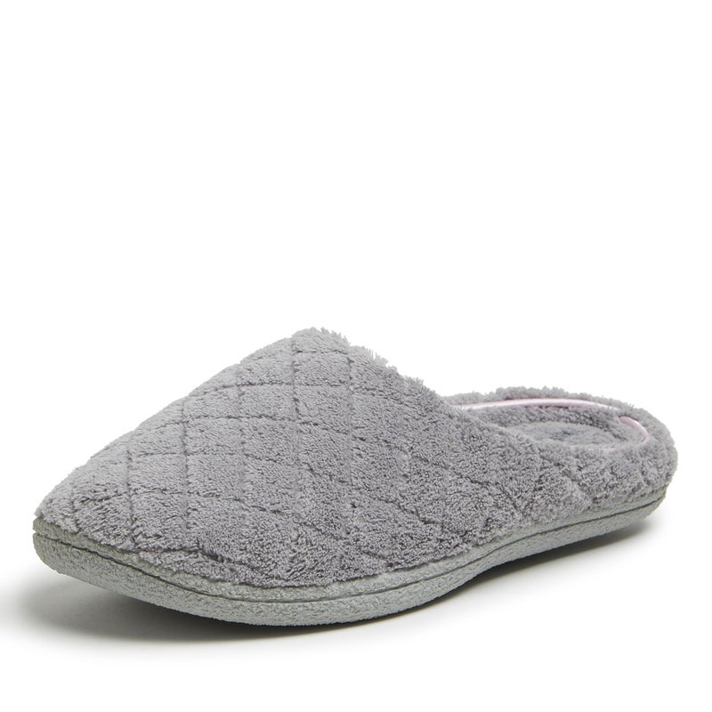 Dearfoams Womens Leslie Washable Memory Foam Terry Clog With Wide Widths Slipper, Medium Grey, 9-10 US
